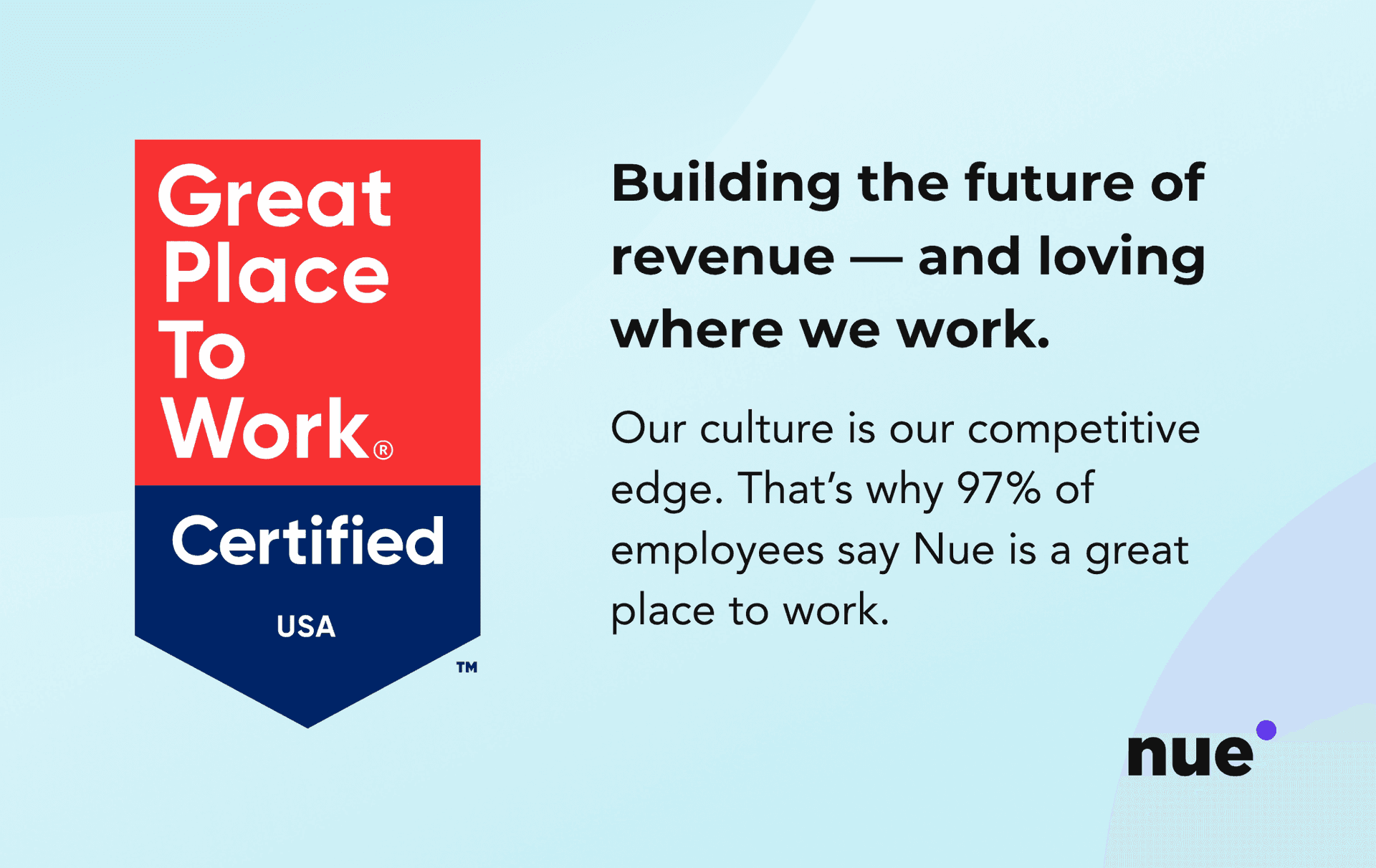 Nue Is Great Place To Work®-Certified